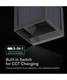 V-Tac 9W Solara væglampe med sensor - IP65, sort, 3-i-1 CCT, solcelle, PIR sensor
