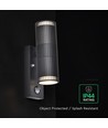 V-Tac GU10 væglampe med PIR sensor - Op/ned lys, IP44 udendørs, sort, uden lyskilde