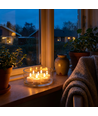 6-pak hvide LED fyrfadslys inkl. ladebase - Inkl. fjernb., timer