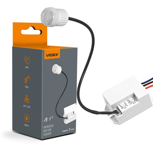 PIR bevægelses- og lyssensor 800W - IP65, indbygget sensor