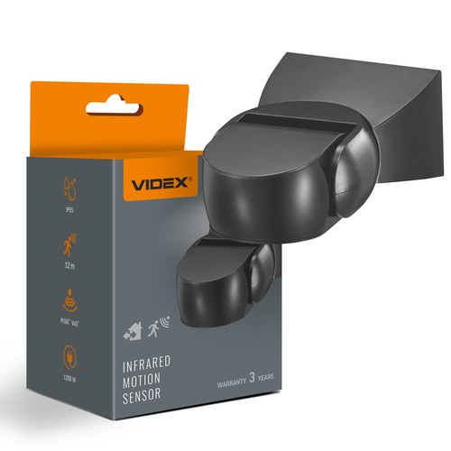 PIR bevægelses- og lyssensor 1200W - IP65, sort