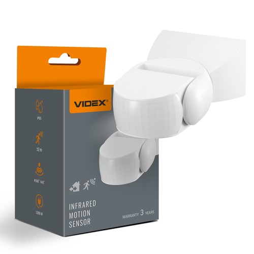 PIR bevægelses- og lyssensor 1200W - IP65, hvid