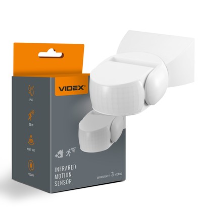 PIR bevægelses- og lyssensor 1200W - IP65, hvid