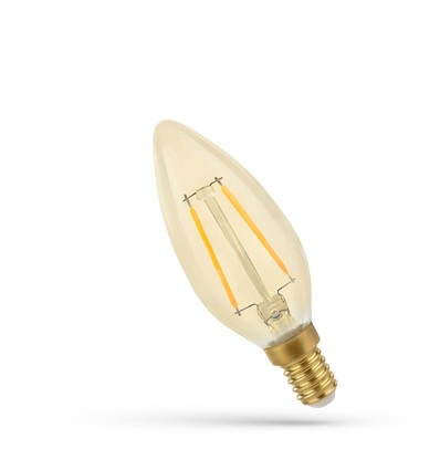 E14 5W LED pære - C35, kultråd, rav farvet glas, ekstra varm
