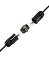 Sort rund samledåse, 3 ledet - IP68 vandtæt, til samling af ledninger, Ø4-8mm kabel