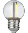 E27 1,5W LED kronepære - G45, filament, brudsikker, klar plast, 2700K