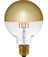 E27 4W dæmpbar LED kronepære - G95, Topforsøjlet guld, 350lm, 2500K, filament globe