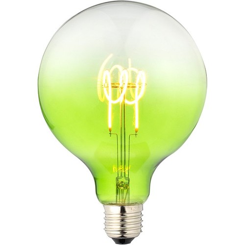 E27 4W dæmpbar LED filament pære - G125, Flex Globe, Grøn, 140lm