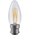 B22d 4W LED kronepære dæmpbar - C35, filament, klart glas, 2500K