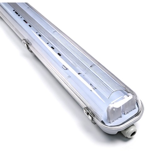 150cm Industri armatur - Til 2x 150cm T8 LED rør, IP65 vandtæt, Gennemfortrådet