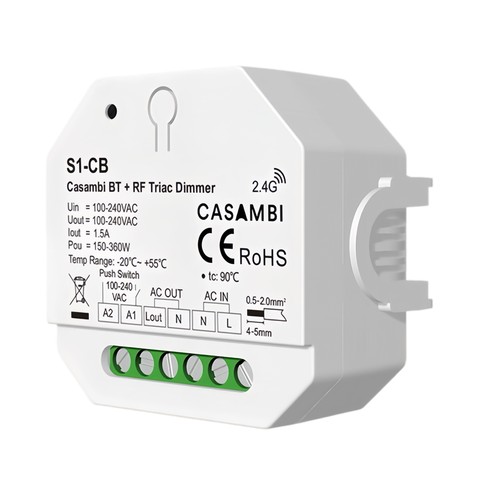 LEDlife rWave indbygningsdæmper - Casambi, RF, push-dim, LED dæmper, til indbygning