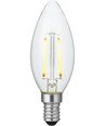 E14 2W dæmpbar LED kertepære - C35, filament, klar glas, 2500K