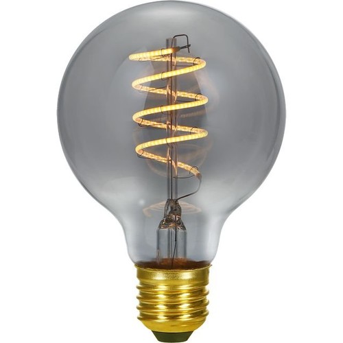 E27 4W dæmpbar LED filament pære - G80, Flex Globe, 2200K, røgfarvet glas