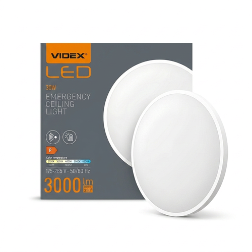 30W Sensorlampe med nødlys - justerbar watt/CCT, IP44, indbygget batteri