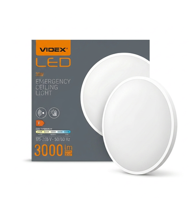 30W Sensorlampe med nødlys - justerbar watt/CCT, IP44, indbygget batteri