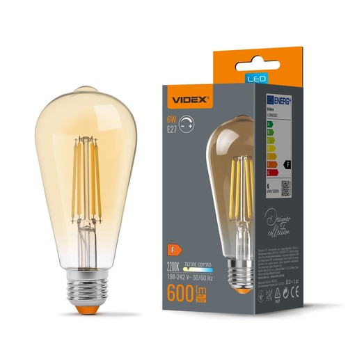 E27 6W dæmpbar LED filamentpære - ST64, ekstra varm hvid, bronze glas