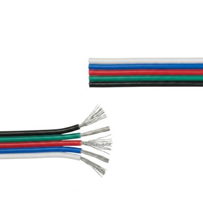 5m RGBW Kabel - 5x0,35mm², 12V-24V, til LED strip