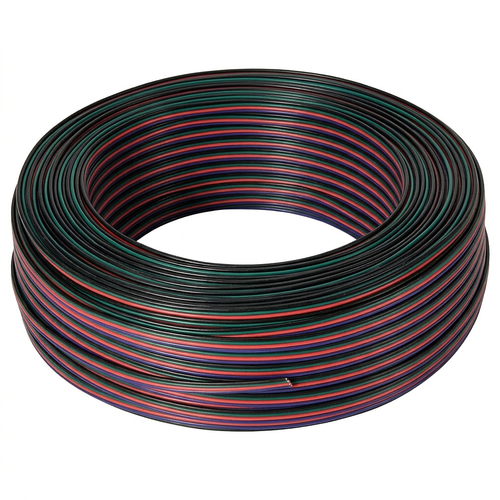 100m 1,2mm² RGB kabel - 4-ledet (16AWG), 12V-24V til LED strip