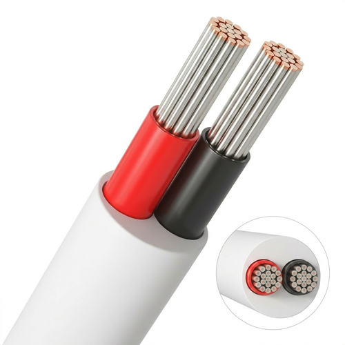 20m Kabel rød/sort, hvid rund - 2x0,35mm², 12V-24V, til LED strip