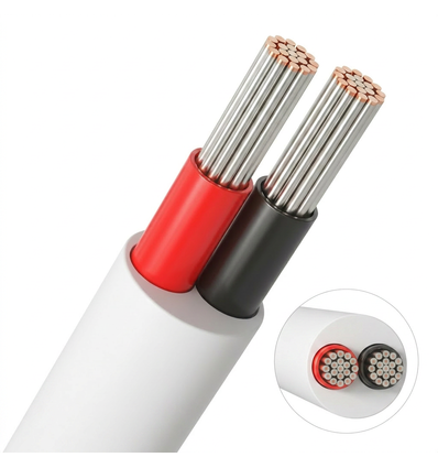 10m Kabel rød/sort, hvid rund - 2x0,35mm², 12V-24V, til LED strip