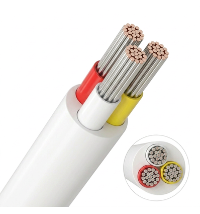 20m CCT kabel, hvid rund - 3x0,35mm², 12V-24V til LED strip