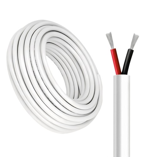 100m Kabel rød/sort, hvid rund - 2x0,35mm², 12V-24V, til LED strip