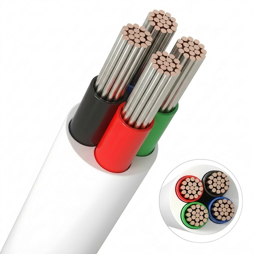 20m RGB kabel, hvid rund - 4x0,35mm², 12V-24V til LED strip