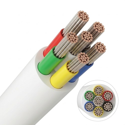 10m RGB+CCT kabel, hvid rund - 6x0,35mm², 12V-24V til LED strip