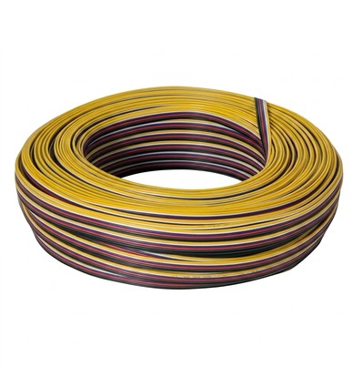 100m 1,2mm² RGBCCT kabel - 6-ledet (16AWG), 12V-24V til LED strip