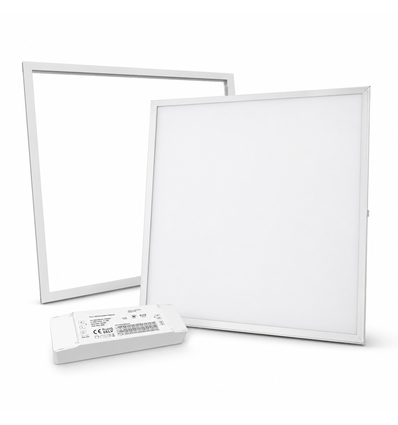 60x60 Troldtekt panel + ramme med fjedre - komplet sæt med dæmpbar driver, 36W