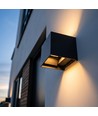 6W Dæmpbar CUBIC PRO væglampe - IP65, sort, sløjfbar, justerbar, firkantet, op/ned, inde / ude, inkl. lyskilde