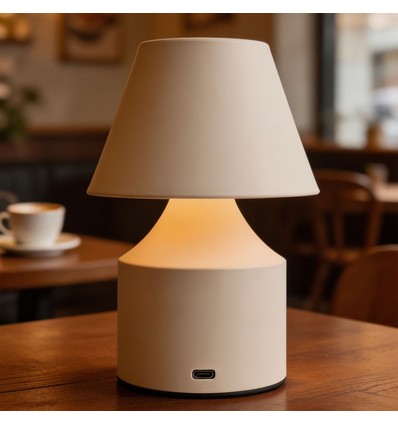 Opladelig LED bordlampe - Creme, touch dæmpbar, 3i1, IP20 indendørs