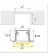 120cm LED touch skabsbelysning - Til indbygning, 12V DC, 8W