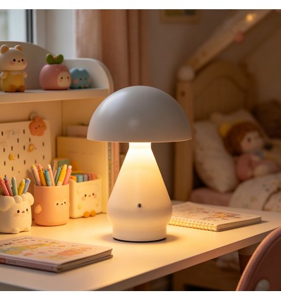 Opladelig LED bordlampe - Hvid, Ø15cm, 22cm høj, touch dæmpbar, 3i1, IP20 indendørs
