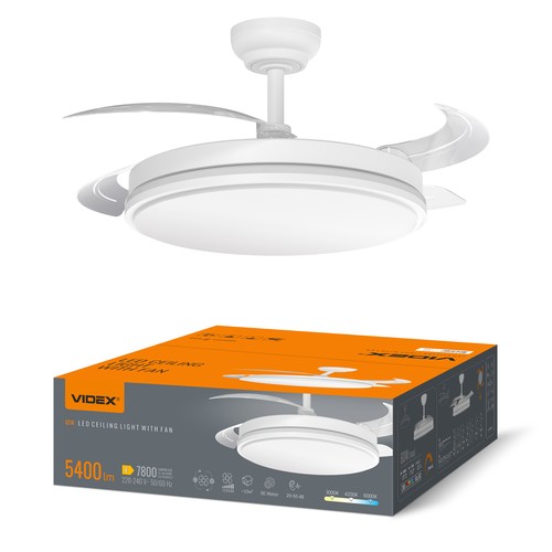 60W LED loftslampe med ventilator - CCT, hvid, inkl. fjernbetjening