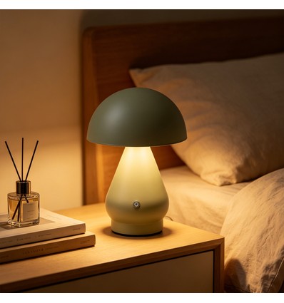 Opladelig LED bordlampe - Grøn, Ø15cm, 22cm høj, touch dæmpbar, 3i1, IP20 indendørs