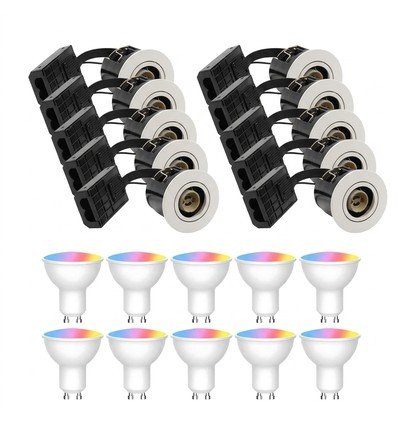 10 stk. Zigbee indbygningsspot Inno88 - Inkl. Hue kompatible GU10 pærer, hvid, IP44, godkendt i isolering