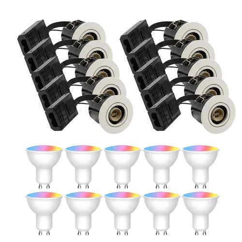10 stk. Wifi indbygningsspot Inno88 - Inkl. Smart home GU10 pærer, hvid, IP44, godkendt i isolering