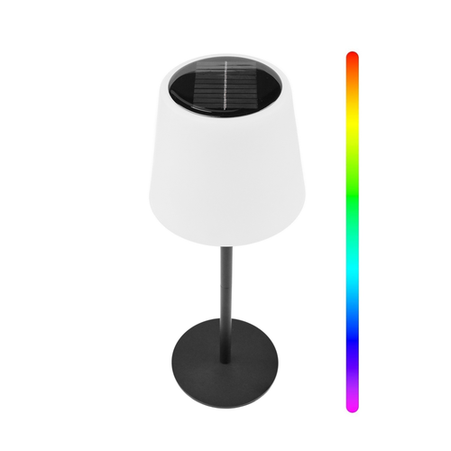Opladelig RGBW LED bordlampe med solcelle - Hvid, Fjernbetjening
