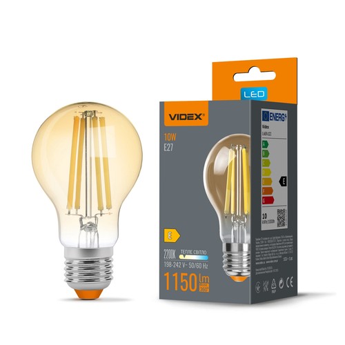 E27 10W LED filament pære - A60, ekstra ekstra varm hvid, bronze glas