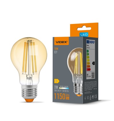 E27 10W LED filament pære - A60, ekstra ekstra varm hvid, bronze glas