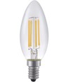 E14 4W dæmpbar LED kronepære - Filament, C35, 370lm, 2500K, klar glas