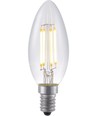 E14 4W dæmpbar LED kronepære - Filament, C35, 370lm, 2500K, klar glas