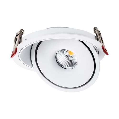 Demo: 30W Ø20 cm indbygningsspot RA90 - Hul: Ø18 cm, Mål: Ø20 cm, CCT - 3 lyskulører, 3i1, hvid kant