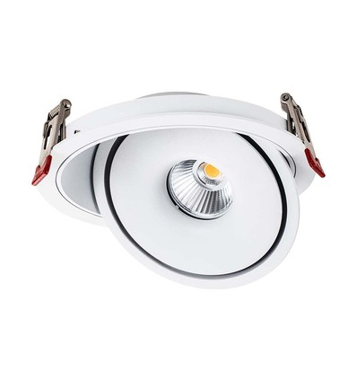 Demo: 30W Ø20 cm indbygningsspot RA90 - Hul: Ø18 cm, Mål: Ø20 cm, CCT - 3 lyskulører, 3i1, hvid kant