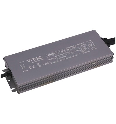 300W / 12V DC strømforsyning til LED strips - 25A, IP67 vandtæt