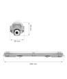 60cm Limea T8 LED armatur, gennemfortrådet - Til 1x 60cm LED rør, IP65 vandæt