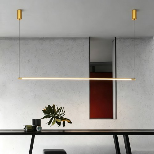 126cm dæmpbar spisebordslampe - Guld, 18W LED, inkl. wireophæng