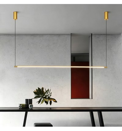 Guld spisebordslampe 126cm - 18W LED, 2800K, inkl. wireophæng