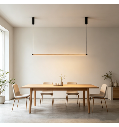 126cm dæmpbar spisebordslampe - Sort, 18W LED, inkl. wireophæng